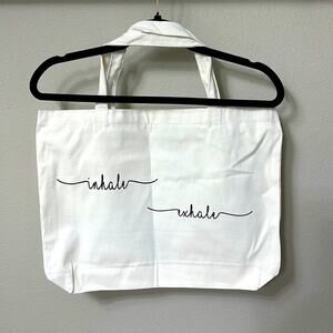 White canvas tote bags, New "INHALE EXHALE"17" wide /12" Tall canvas tote bags.‎
